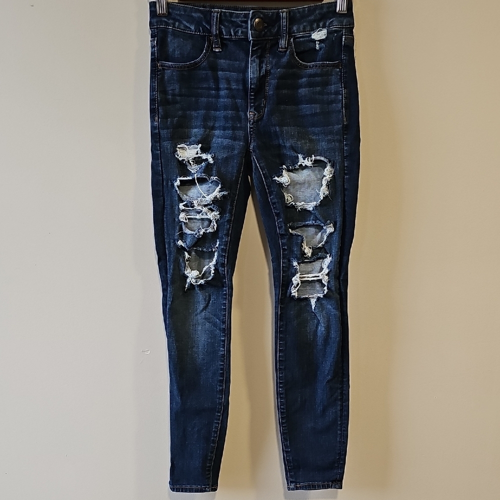 American Eagle 27x27 Next Level Stretch Distressed Size 2 High Rise Jeggings